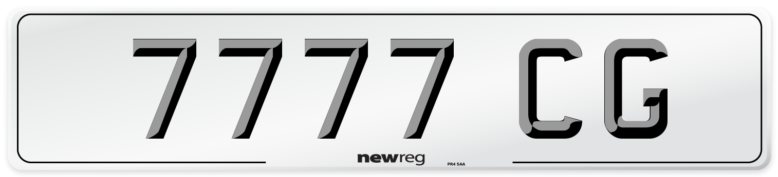 7777 CG Number Plate from New Reg